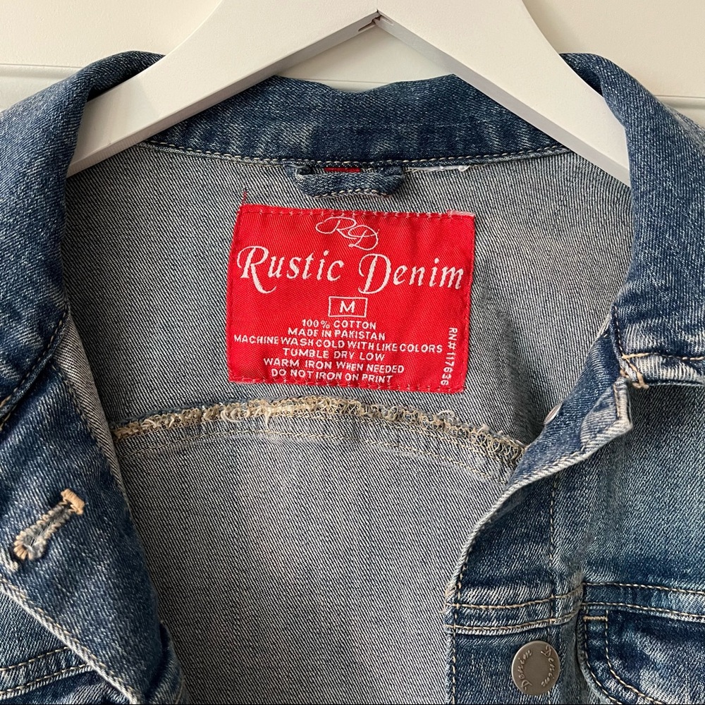 Hand Painted Rustic Denim Jean Jacket - Picture 4 of 6